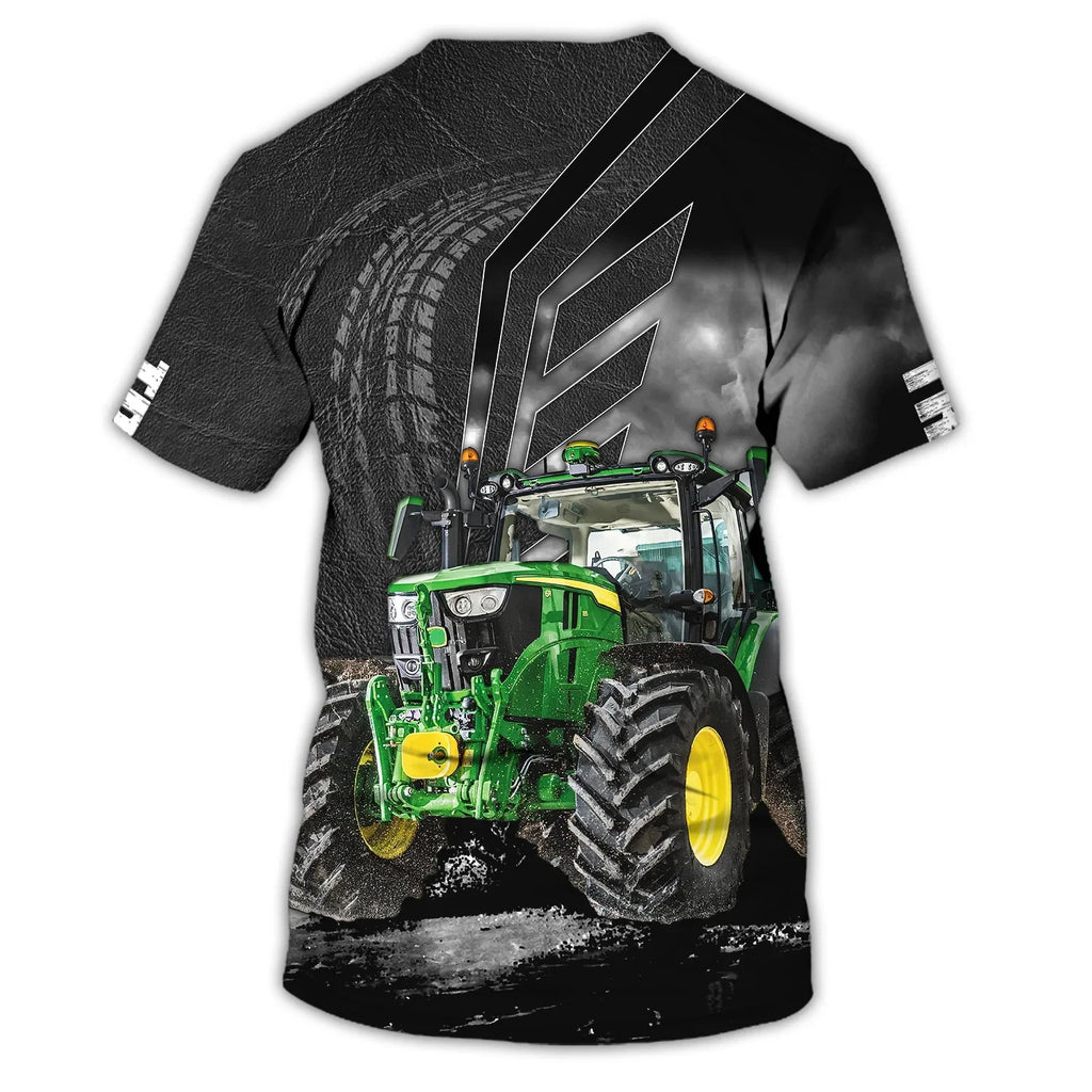 Camiseta con patrón de Tractor de granja para hombre, Top de manga corta con cuello redondo, tendencia de conductor de camión, secado rápido, gran oferta, Verano