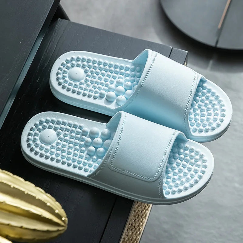 Masajeador de pies, pantuflas para aliviar la tensión, suaves, antideslizantes, zapatos de masaje de acupuntura, herramientas de reflexología para pies, para interiores.