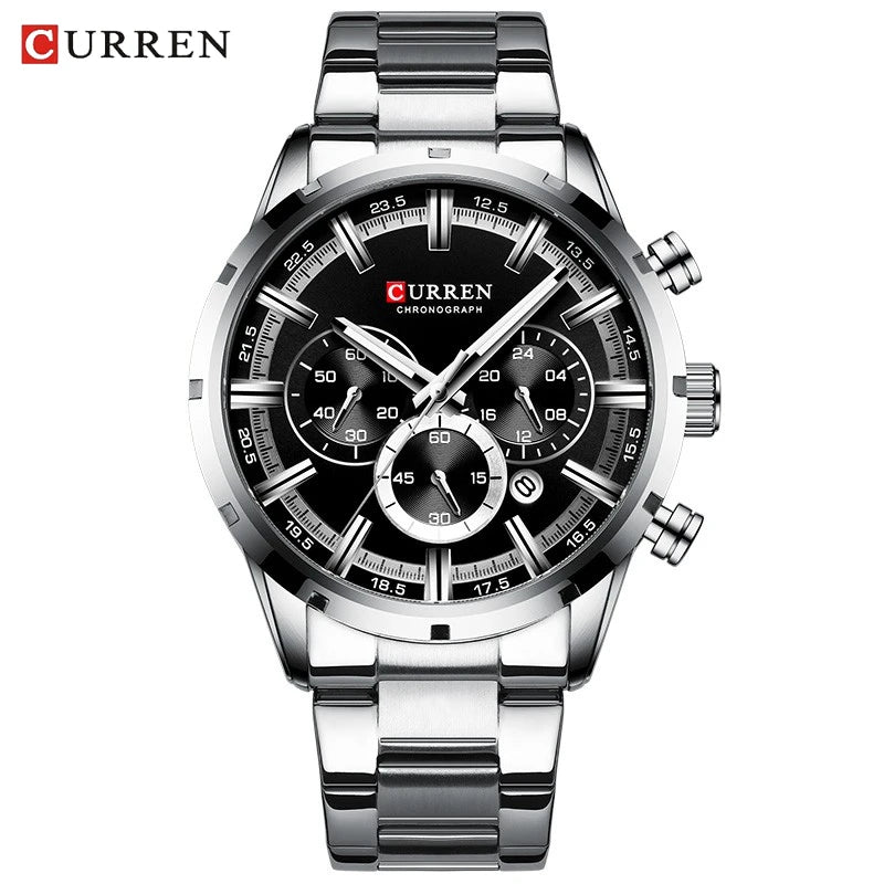 Reloj de pulsera CURREN de Cuero militar de lujo de la mejor marca, relojes deportivos informales para hombres, reloj de pulsera azul para hombre, reloj de pulsera cronógrafo de moda