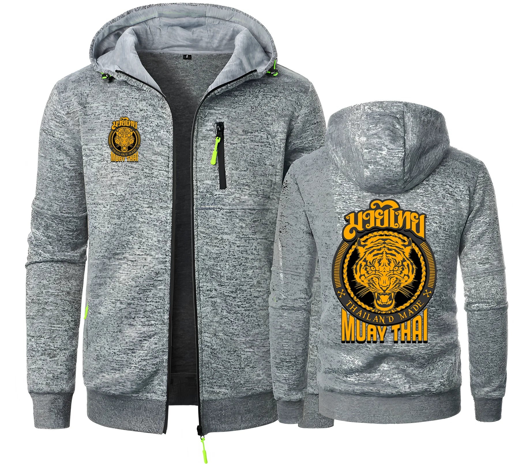 MMA Muay Thai Tiger hombres sudaderas con capucha Tailandia lucha definitiva marcial Zip Jacquard Sudadera con capucha polar Ufcs Sudadera con capucha