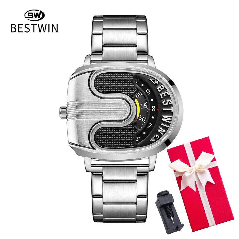 Relojes dorados de lujo para hombre, diseño único, banda de acero inoxidable, Dropship dorado, reloj masculino de alta calidad