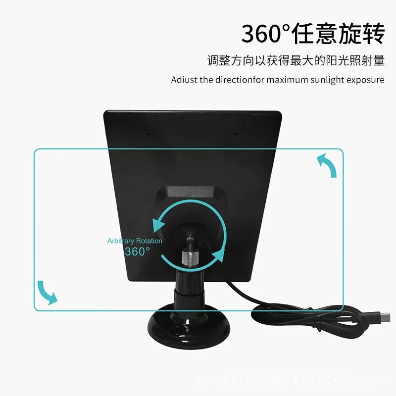 Panel Solar Cargador USB-C 4W IP65 para Cámaras de Seguridad y Luces LED | Clikymport