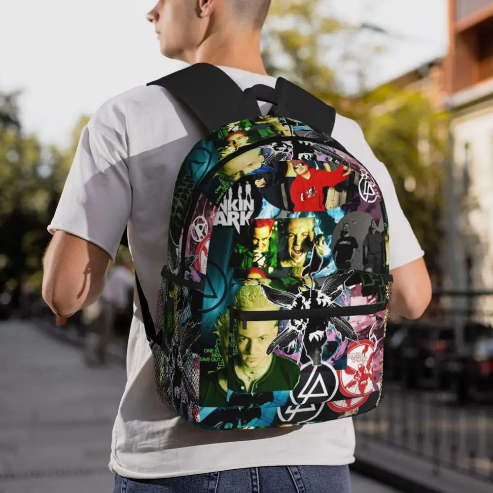 L-Linkin-S P-Park-S Band Mochila para estudiantes Mochila escolar Mochila de viaje para senderismo para niños y niñas Mochila de moda Bolsos de hombro