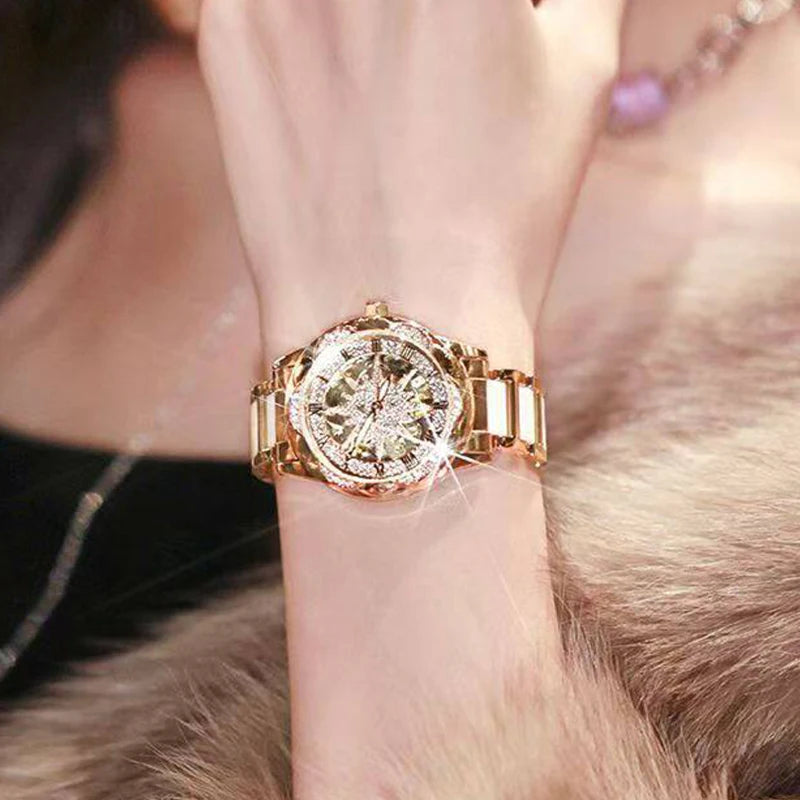 Reloj de Mujer Elegante 2026, Relojes de Pulsera con Esfera Circular Esqueletizada, Reloj de Cuarzo con Diamantes para Mujer, Relojes de Lujo de Moda para Novia