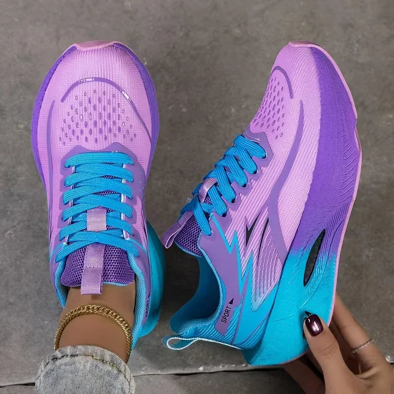 Zapatillas Deportivas para Mujer 2026, Transpirables, de Malla Tejida, Cómodas, Planas, con Cordones, Modernas, Casuales, para Correr al Aire Libre