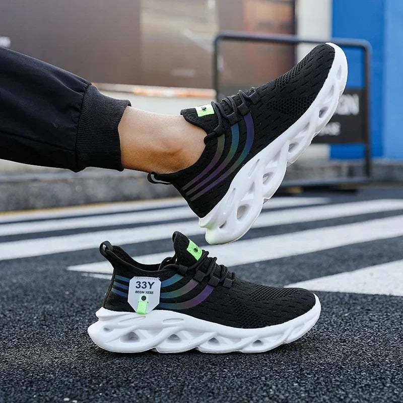 Zapatillas de deporte de malla para hombre, Calzado cómodo y ligero para senderismo al aire libre, transpirable, a la moda, zapatos informales para correr, Tenis