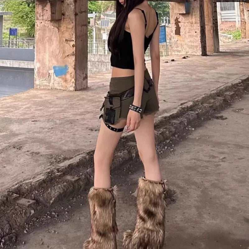 Shorts Mini Americanos Estilo Y2K, Pantalones Vaqueros Cargo Vintage, Cintura Baja, Retro, para Mujer, Verano 2026