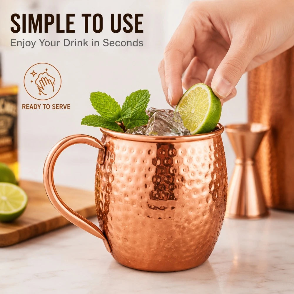 Taza de Cobre Puro de 500 ml, Taza de Metal Sólido para Beber, 17 oz, para Cócteles, Cerveza, Leche, Café, para Cocina, Bar, Fiestas, Bebidas