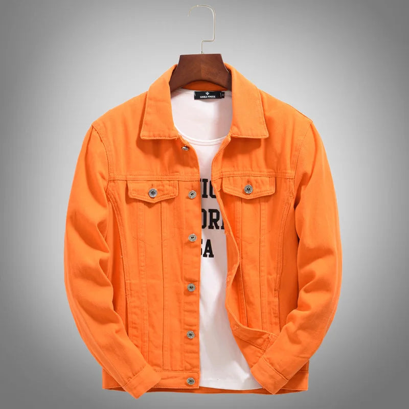 Nuevas Chaquetas Vaqueras Moradas de Moda para Hombre con Agujeros, Abrigos de Mezclilla Sólidos para Primavera y Otoño, Chaquetas Vaqueras Casuales de Algodón para Hombre, Tallas hasta 5XL