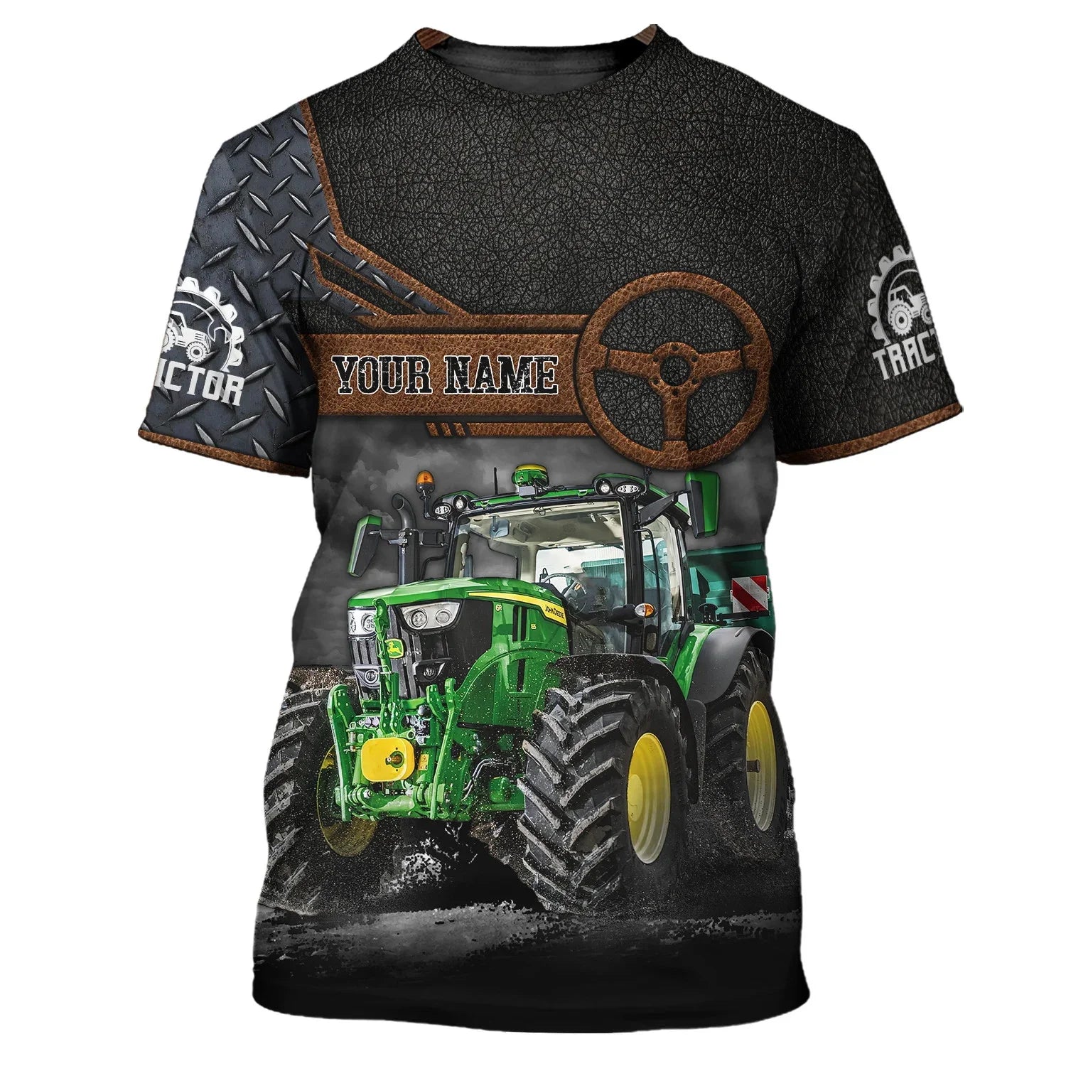 Camiseta con patrón de Tractor de granja para hombre, Top de manga corta con cuello redondo, tendencia de conductor de camión, secado rápido, gran oferta, Verano