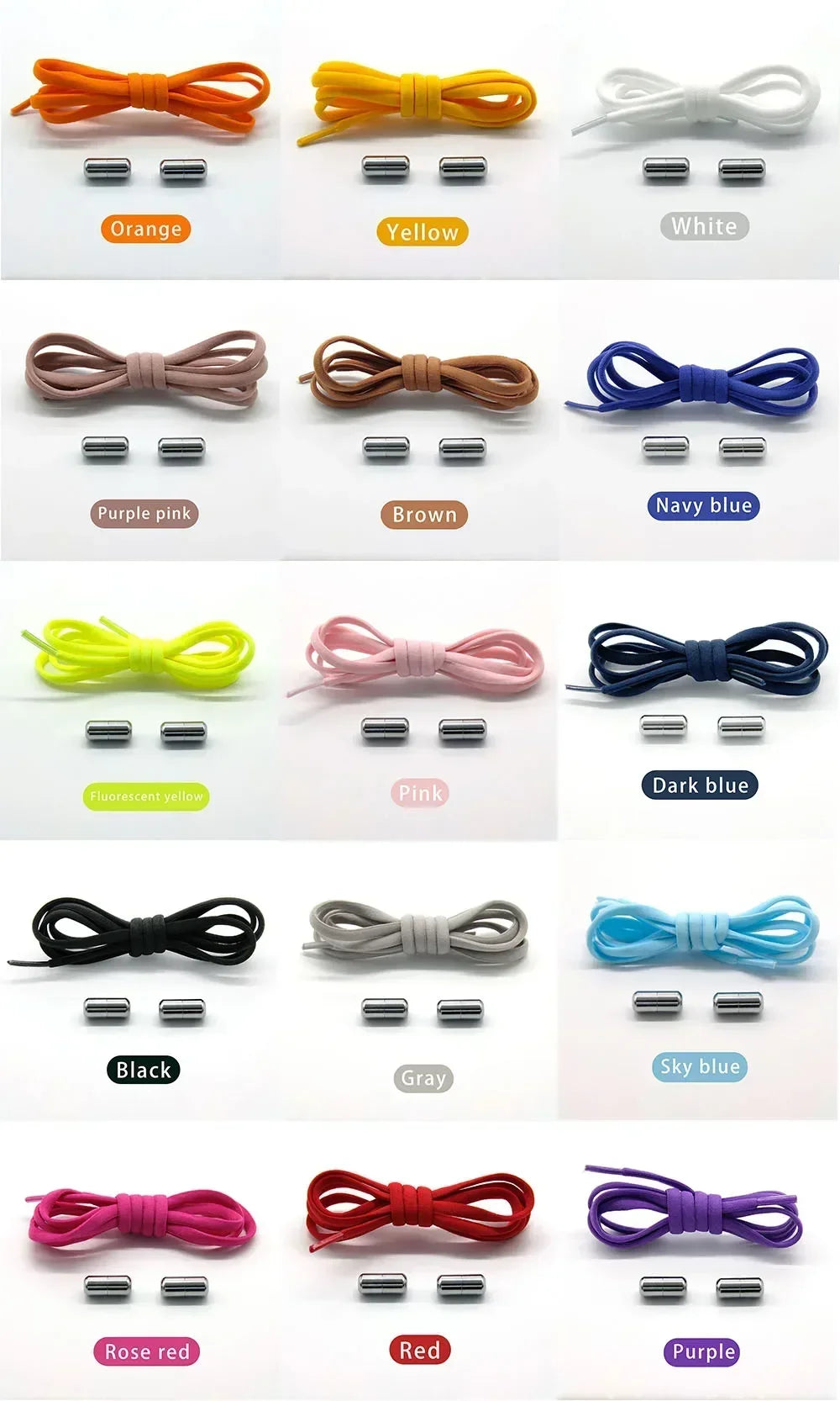 Cordones elásticos sin atar, cordones semicirculares para zapatillas de deporte para niños y adultos, cordones de bloqueo de Metal para perezosos rápidos, cuerdas para zapatos