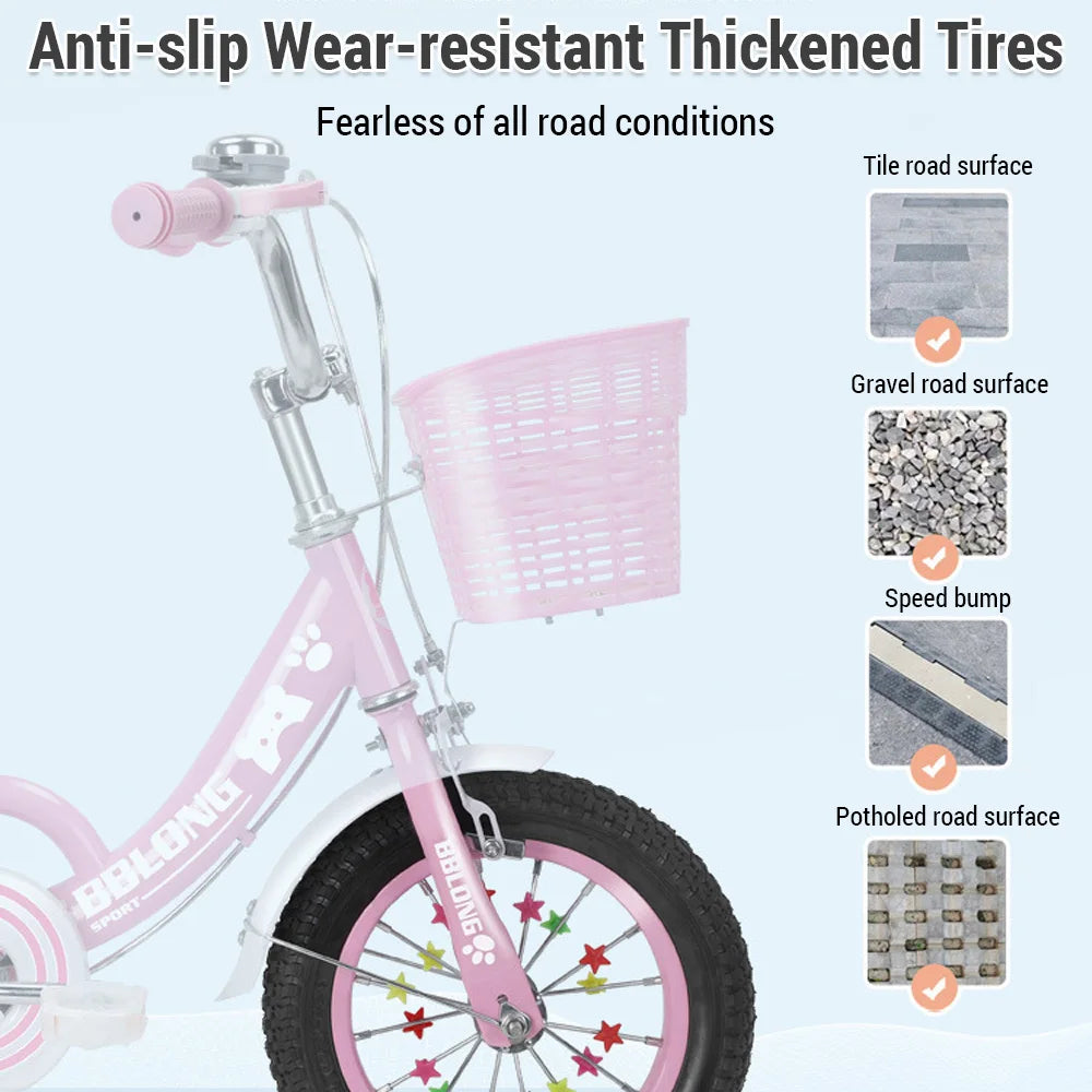 Bicicleta para niños de 12 a 20 pulgadas, con ruedas de entrenamiento, red protectora, Fash Wheel