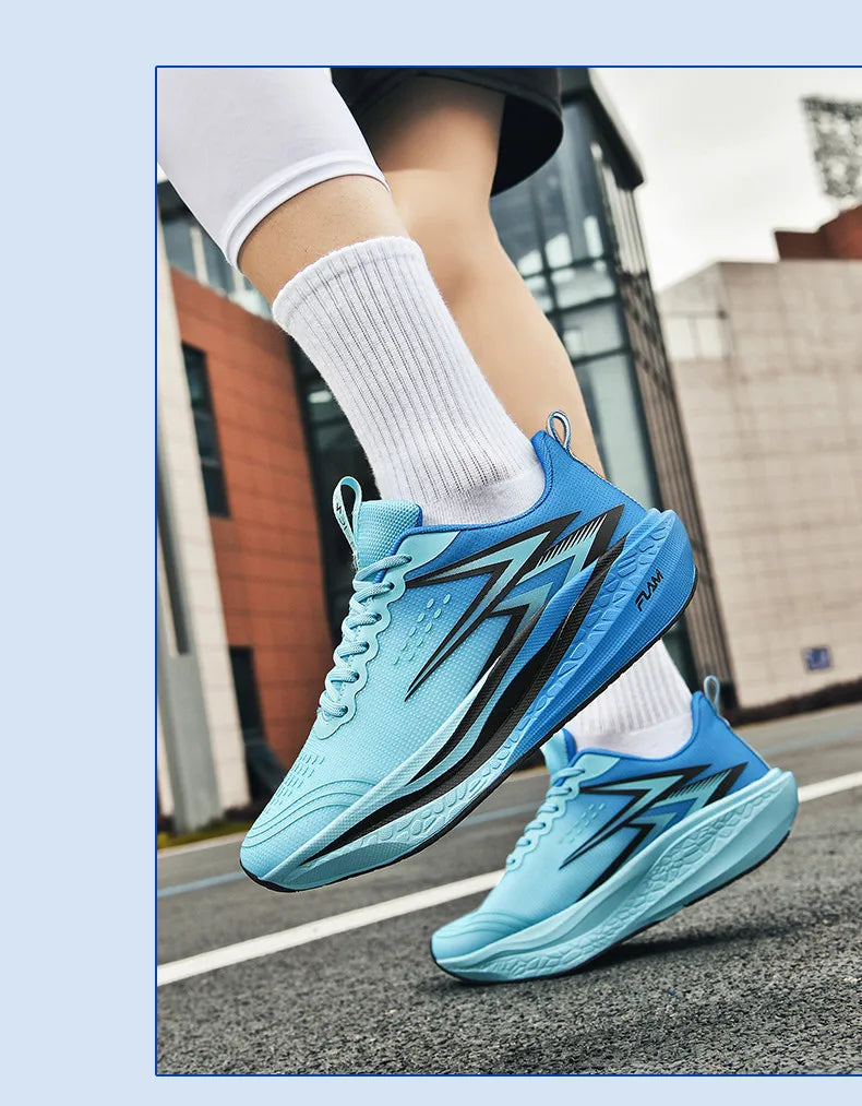 Zapatillas para correr especialidad maratón hombres deportes transpirables ligeros tablero de carbono mujeres cómodas zapatillas deportivas antideslizantes