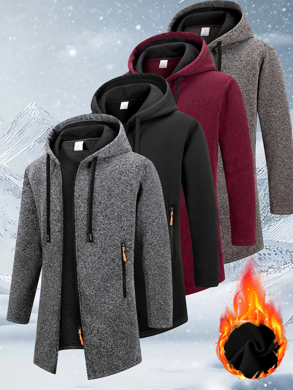 Chaqueta cálida de lana con cremallera para hombre, sudaderas de manga larga con cremallera, chaqueta con capucha, abrigo, ropa de calle cálida, otoño e invierno