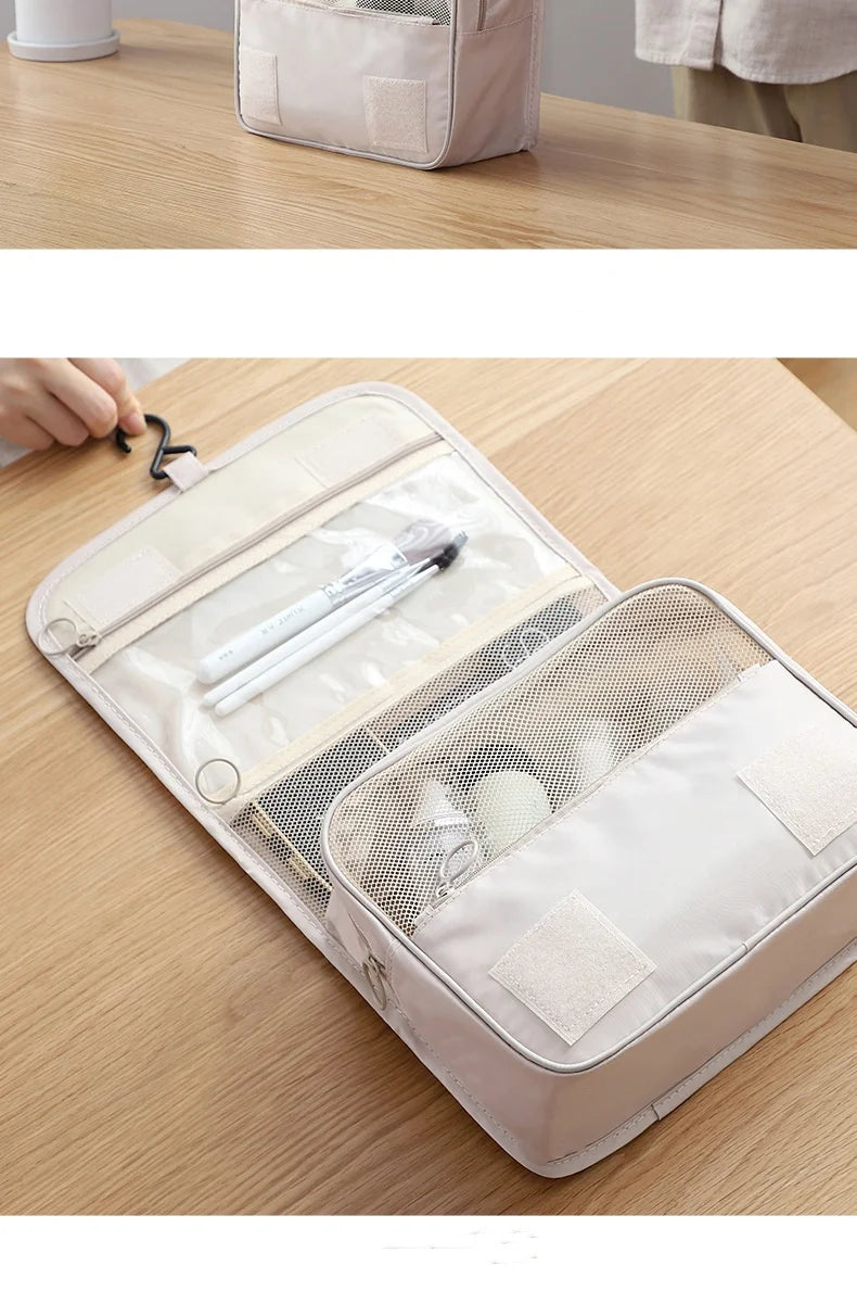 Bolsa de maquillaje de viaje, organizador de artículos de tocador impermeable, Neceser de alta calidad para mujer, bolsa de lavado con gancho para baño, bolsa de almacenamiento con gancho