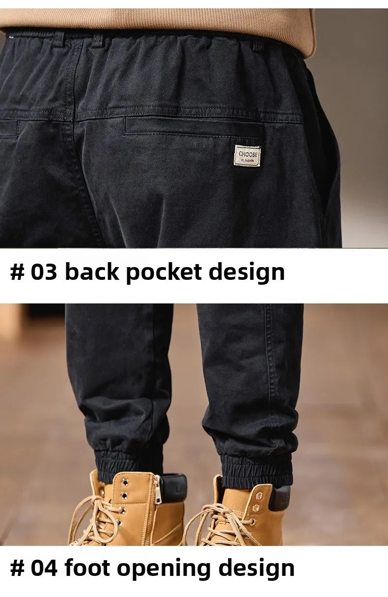 Pantalones Cargo avanzados para hombre, pantalones informales de marca a la moda para motocicleta, pantalones rectos ajustados elásticos multibolsectos para Otoño e Invierno para hombre