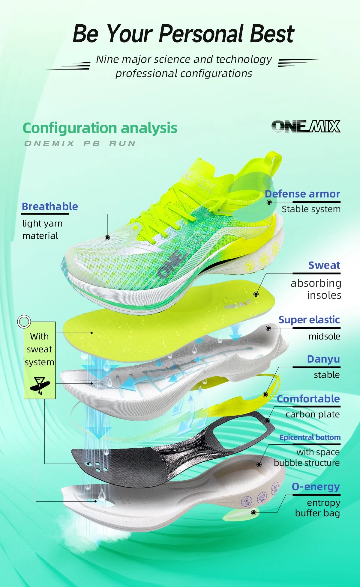 ONEMIX Trail Racing zapatillas para correr cojín malla transpirable estable usable placa de carbono al aire libre maratón deporte entrenamiento zapatillas