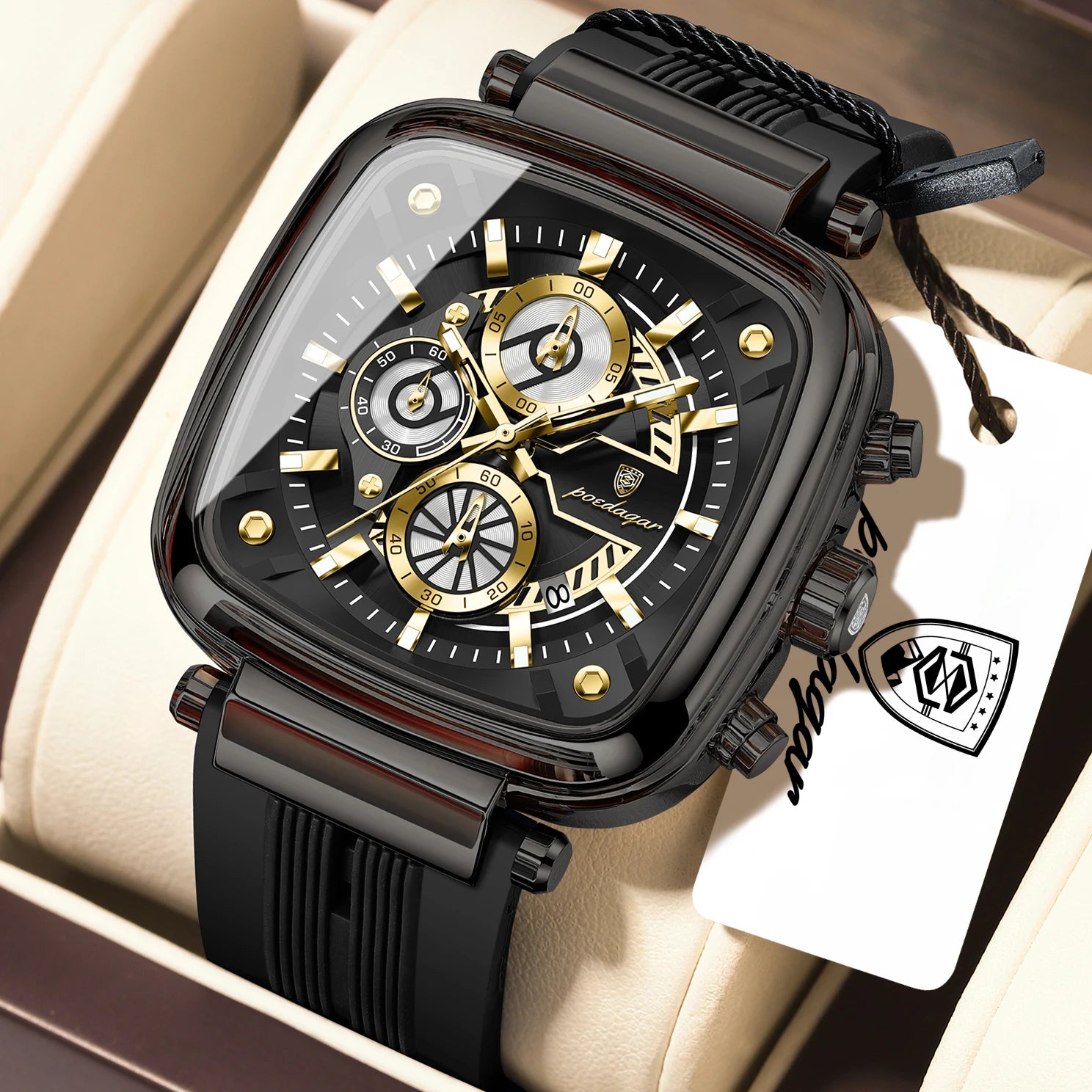 POEDAGAR Luxury Watch For Men Calendar Luminous Waterproof Man Clock Male Chronograph Silicone Sports Men's Quartz Watches Reloj