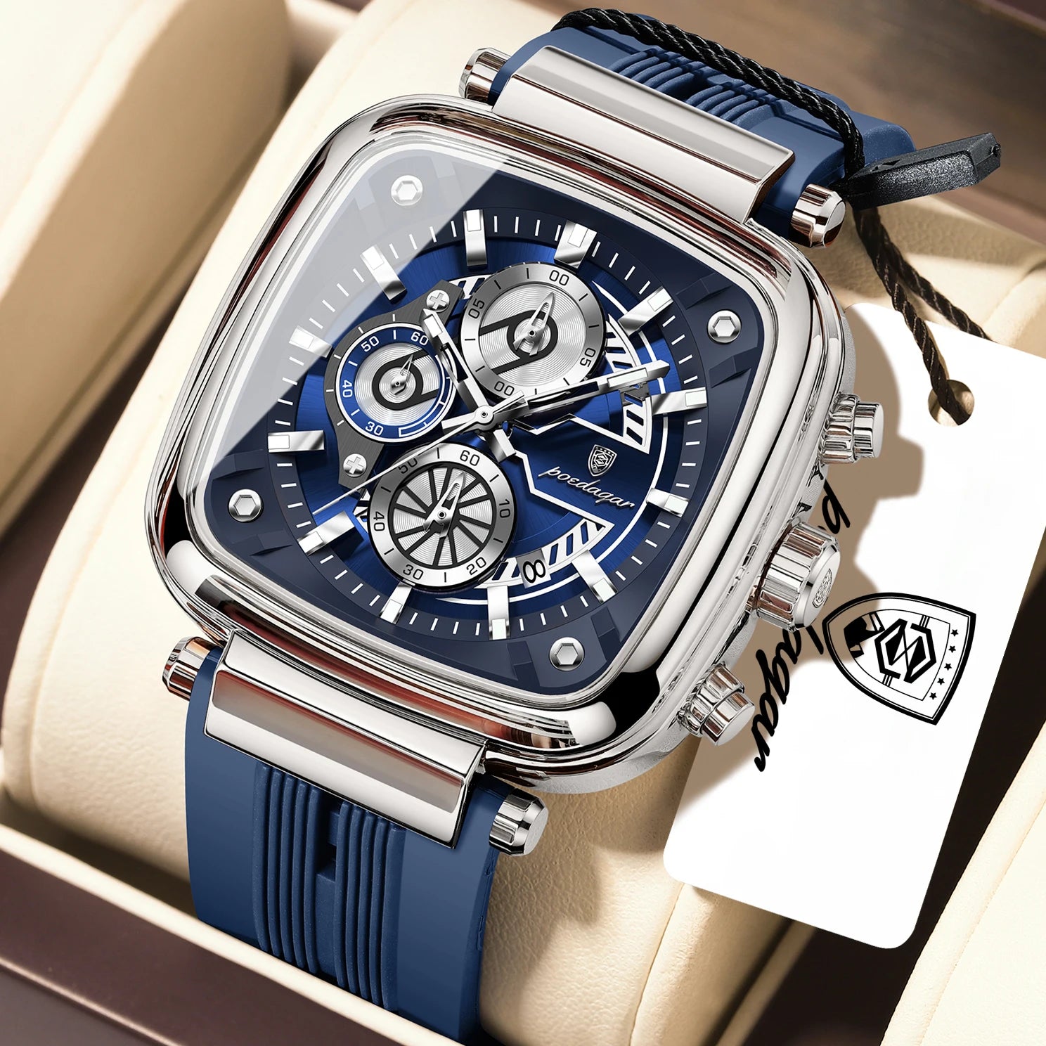POEDAGAR Luxury Watch For Men Calendar Luminous Waterproof Man Clock Male Chronograph Silicone Sports Men's Quartz Watches Reloj