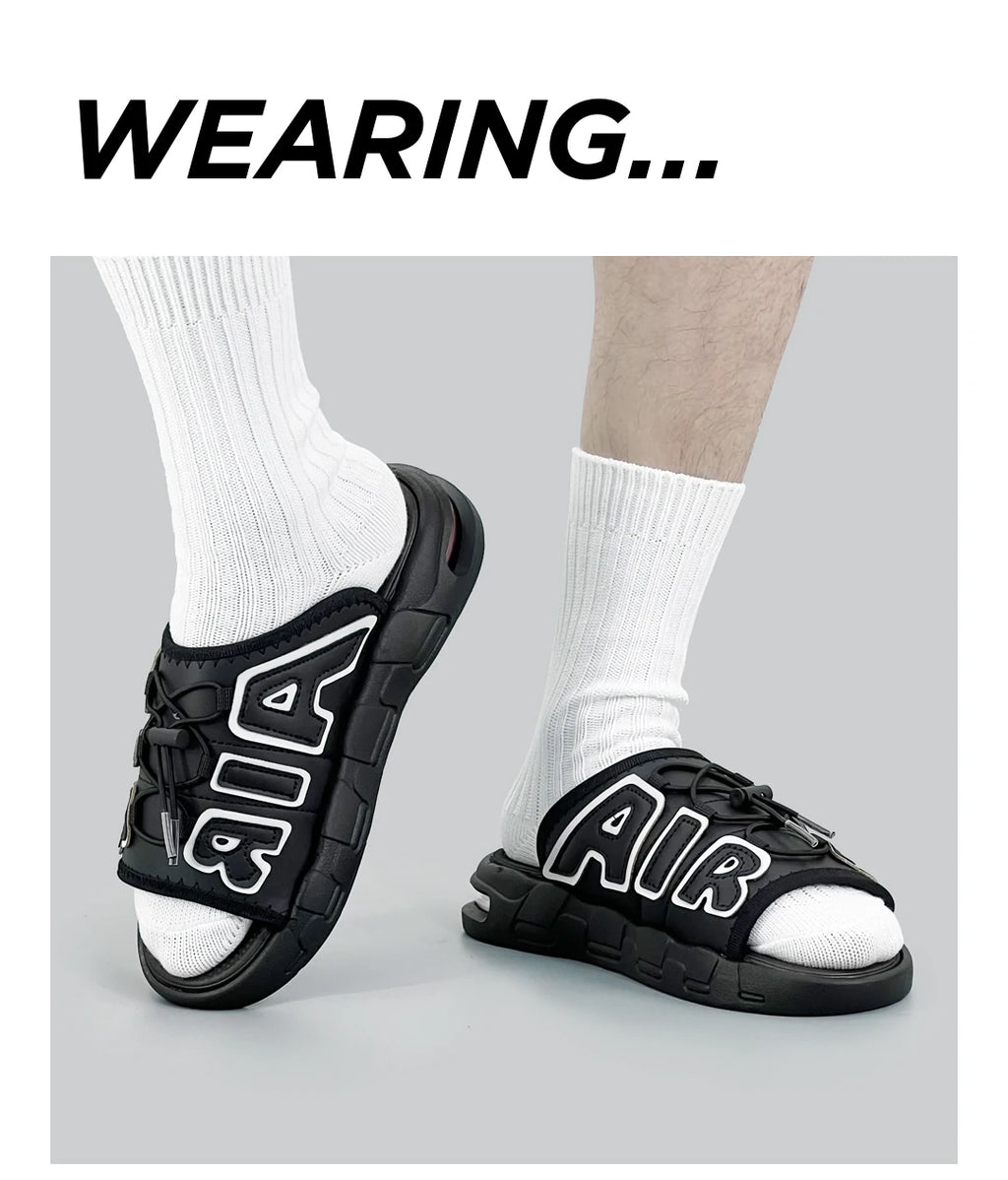Zapatillas de Hombre con diseño de cojín de aire, novedad de verano, Zapatillas deportivas antideslizantes suaves de PVC para Hombre, Chanclas para Hombre