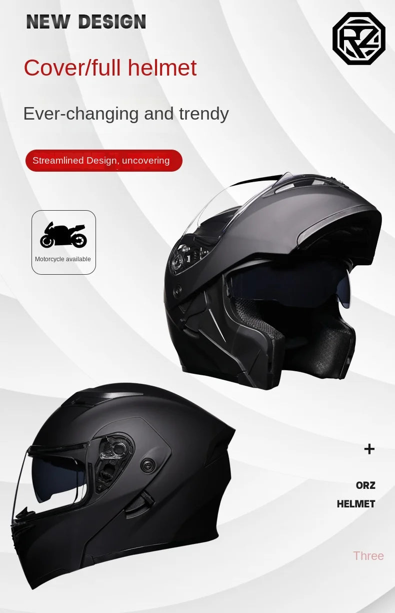 ORZ nueva calidad DOT doble lente Flip casco Abs cara completa motocicleta todoterreno casco de carreras de motos ala trasera personalizada