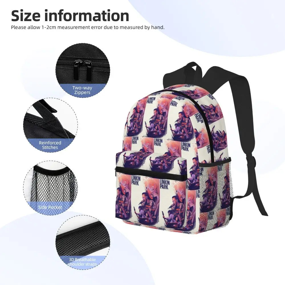 L-Linkin-S P-Park-S Band Mochila para estudiantes Mochila escolar Mochila de viaje para senderismo para niños y niñas Mochila de moda Bolsos de hombro