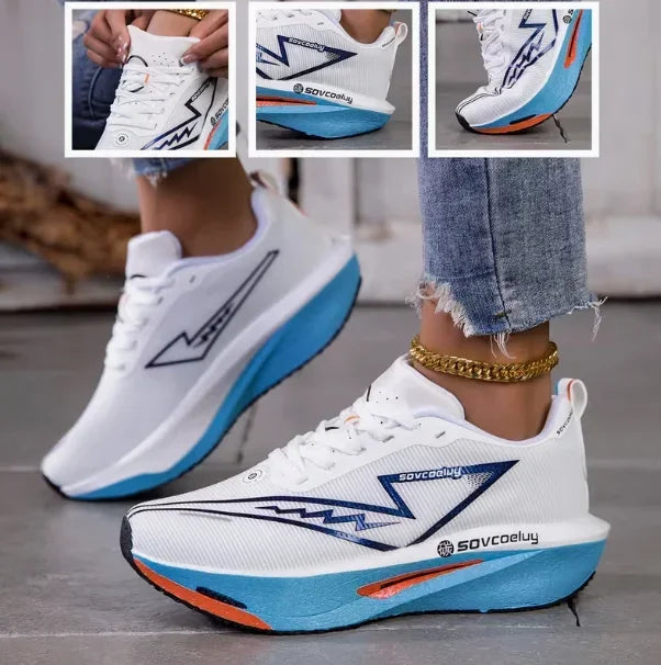 Zapatillas de running con amortiguación tecnológica y placa de carbono para mujer, zapatillas de running para maratón a juego para parejas, deportivas informales