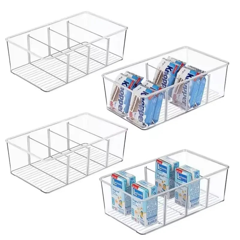 Clear Fridge Organizer Bin with Divider