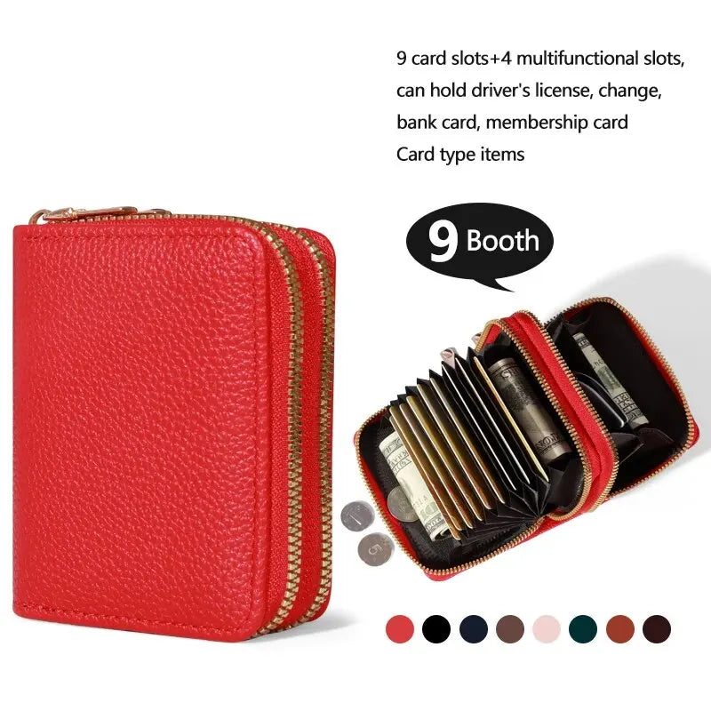 Cartera corta con cierre transparente para mujer Patrón de lichi Monaiea-cartera con múltiples ranuras para tarjetas, gran capacidad, a la moda