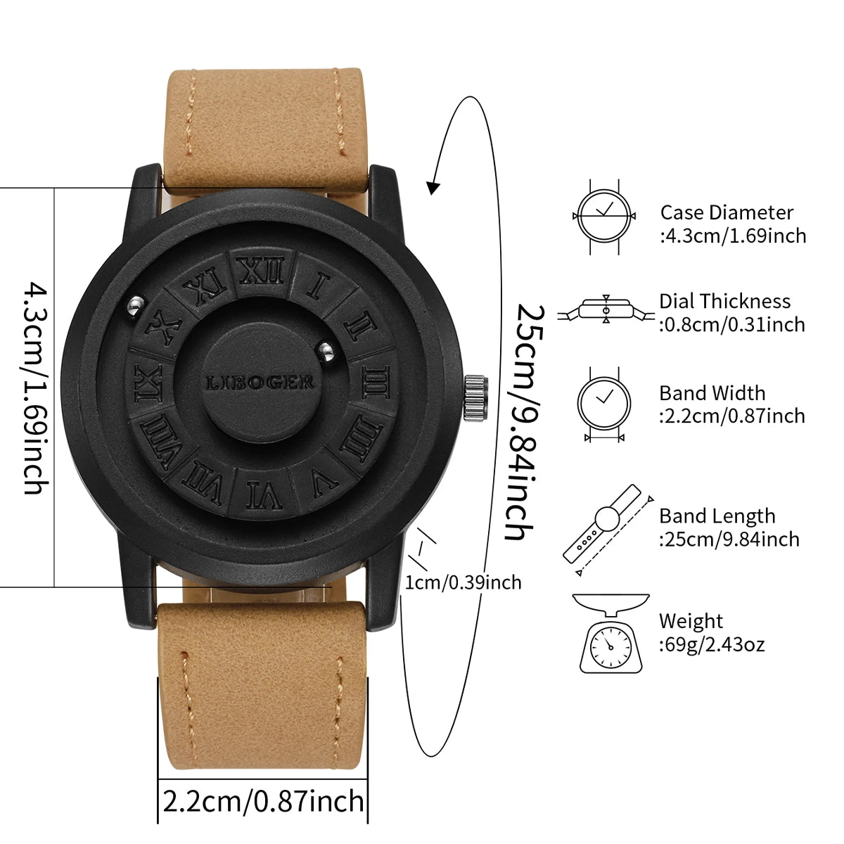 Relojes deportivos con suspensión magnética para hombre, relojes de pulsera de cuarzo informales para hombre, reloj Masculino (sin caja)