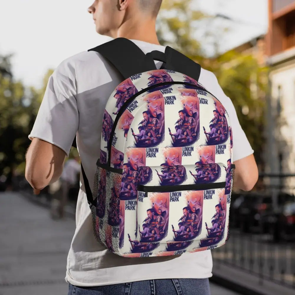L-Linkin-S P-Park-S Band Mochila para estudiantes Mochila escolar Mochila de viaje para senderismo para niños y niñas Mochila de moda Bolsos de hombro