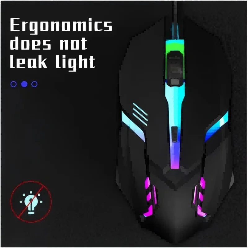 Mouse Gamer USB con Luz RGB – 1600 DPI, 4 Botones Programables, Cable 1.2m