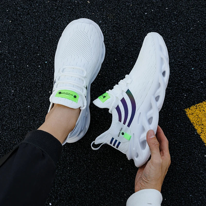 Zapatillas de deporte de malla para hombre, Calzado cómodo y ligero para senderismo al aire libre, transpirable, a la moda, zapatos informales para correr, Tenis