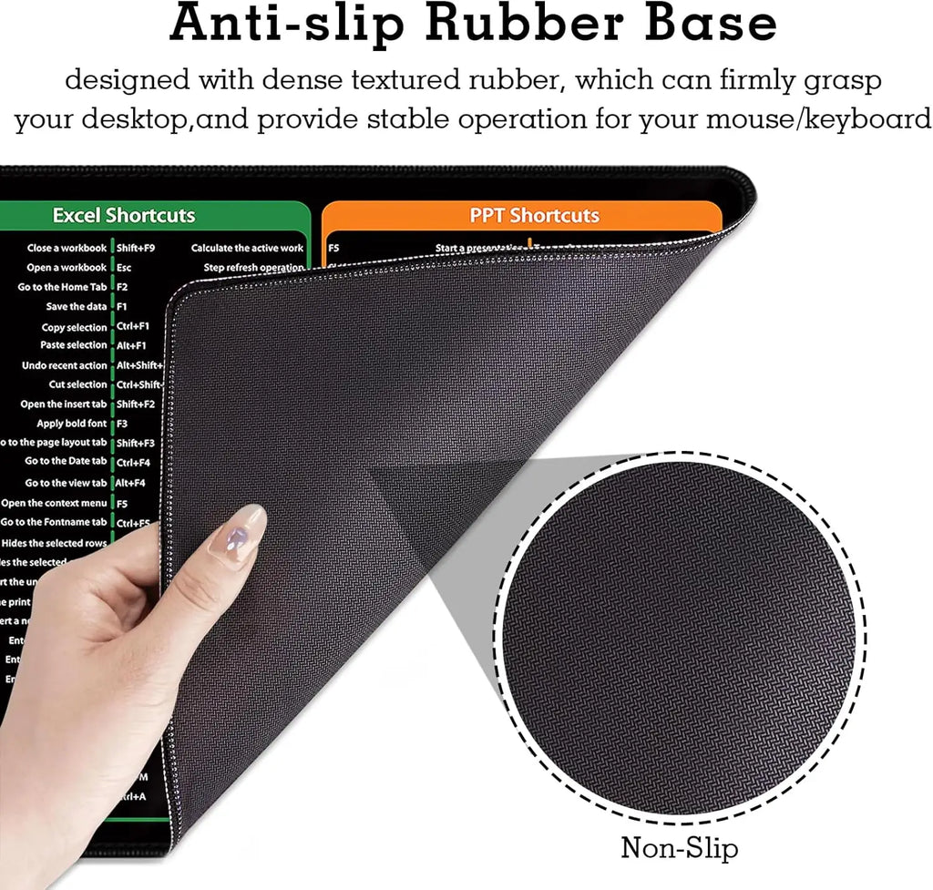 Mousepad con Atajos de Excel, Word y Windows en Español – Antideslizante, Oficina y Estudio