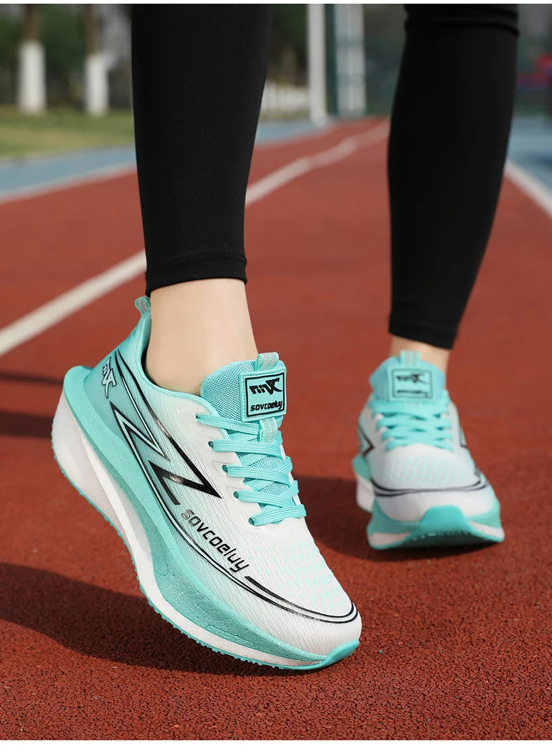 Zapatillas de Running con Placa de Carbono Degradado para Mujer, Estilo Pareja, Ligeras, Transpirables, con Amortiguación, Versátiles y Modernas