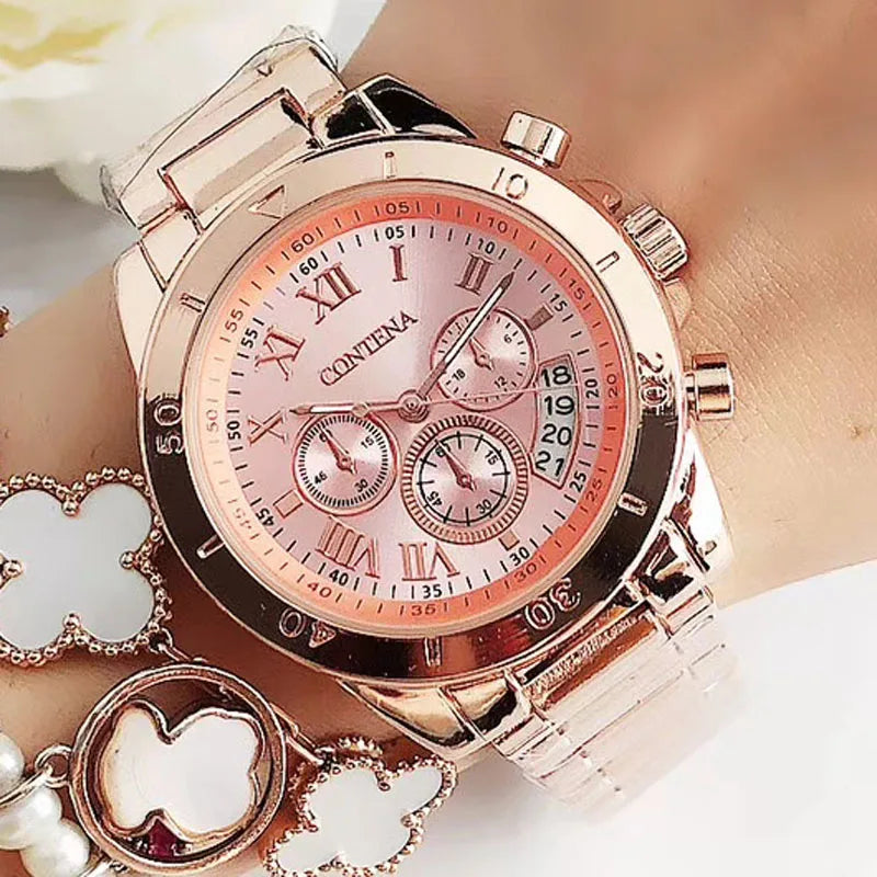 CONTENA, relojes de lujo de la mejor marca para Mujer, pulsera de acero creativa a la moda, relojes para Mujer, Reloj de cuarzo para Mujer, Reloj para Mujer