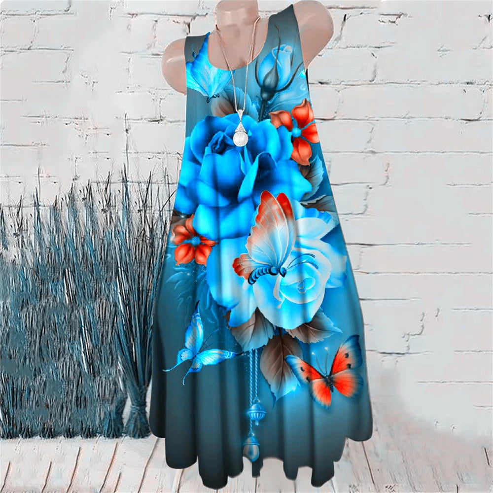 Vestidos Mini de Mujer con Estampado Tie-Dye, Vestidos de Verano sin Mangas con Estampado 3D, Estilo Vintage, Vestido Casual para Damas, Talla Grande 3XL