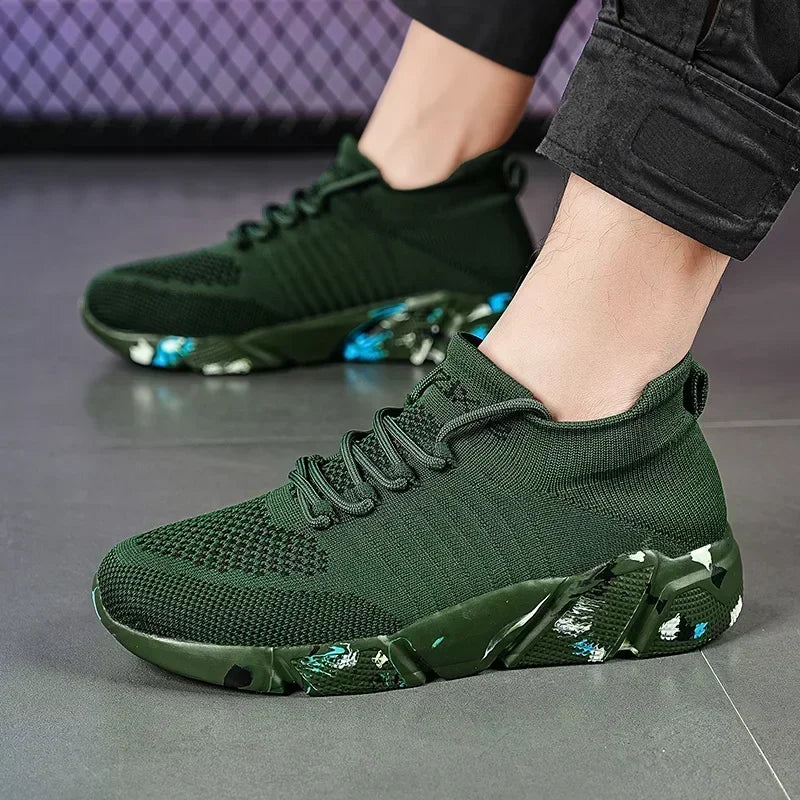 Zapatillas de deporte para hombre, zapatos para mujer, calcetines de tendencia de tenis, zapatos para caminar, mocasines, transpirables, informales, para correr, verano, verde, talla grande 35-47