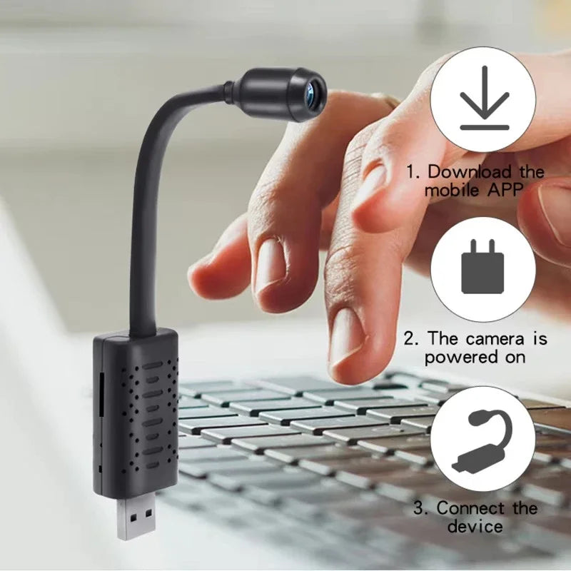 Mini Cámara de Seguridad WiFi 1080P – Visión Nocturna, Detección de Movimiento, Grabación en Bucle