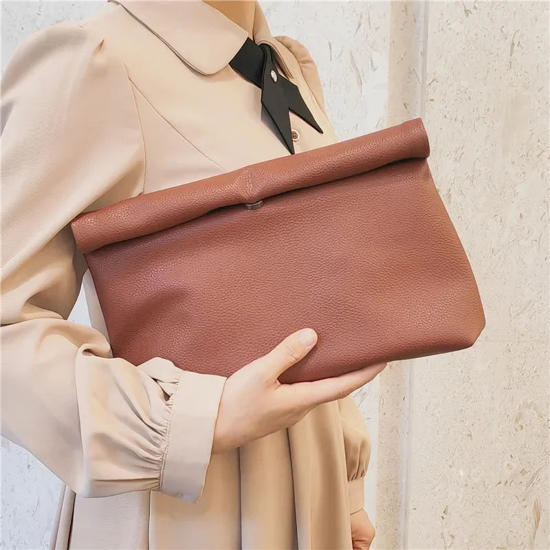 Bolsos de mano informales para mujer, bolsos de noche de cuero PU suave, bolso tipo sobre para fiesta, bolso para teléfono y portátil, Bolso de mano