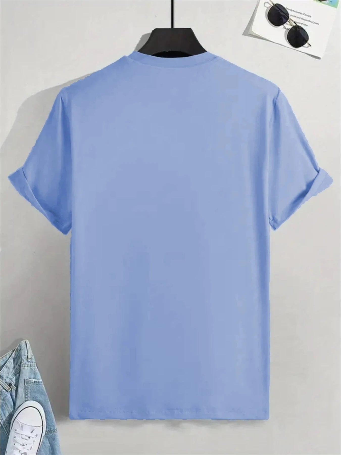 Camiseta de manga corta con cuello redondo para hombre, 100% algodón, informal, holgada, con estampado de letras, cómoda, deportiva, para verano