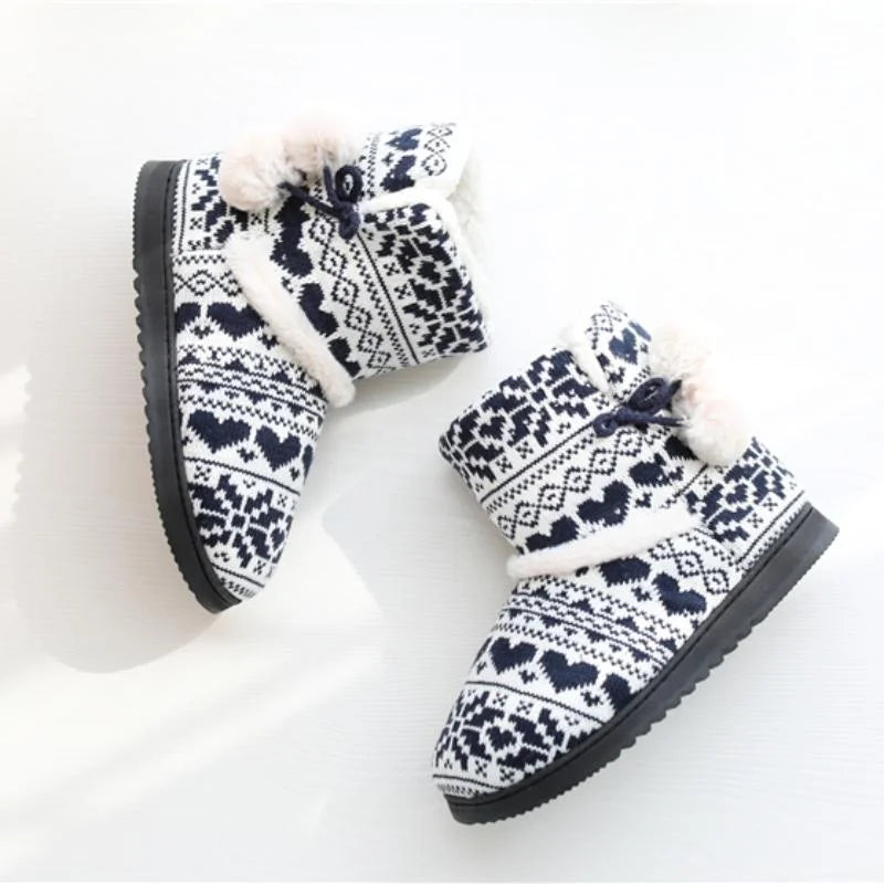 Zapatillas de Invierno para mujer, botines cálidos de felpa para interiores y exteriores, botas bonitas para el hogar