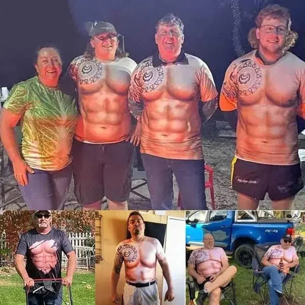 Camiseta con estampado de tatuaje muscular en 3D, camiseta para vacaciones en la playa de verano, camiseta de manga corta con estampado Digital 3d, camisetas informales