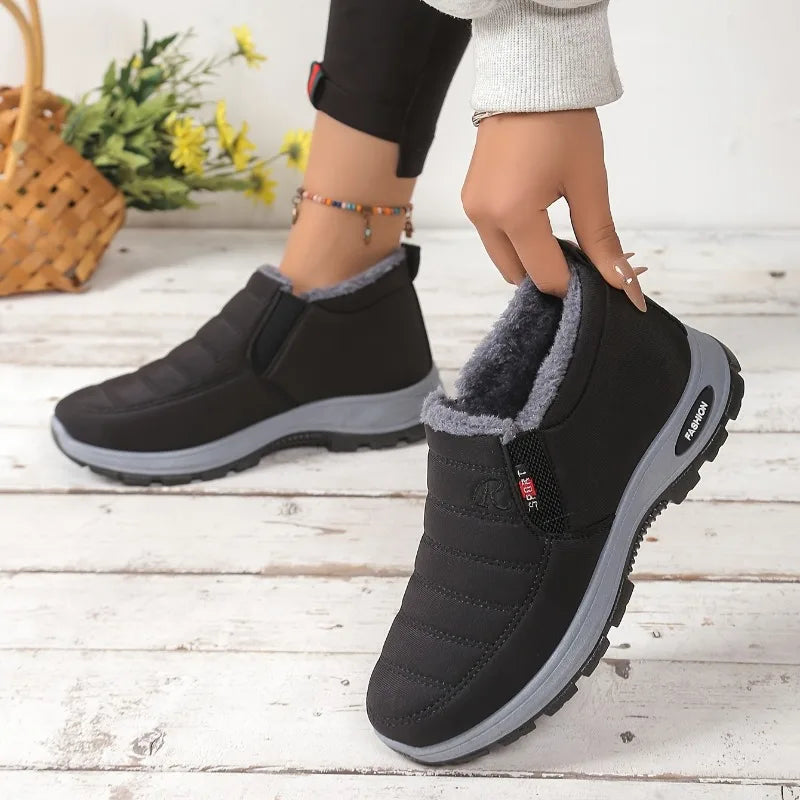 Botas de algodón de talla grande para mujer, botas de algodón cálidas y resistentes al frío, botas de nieve altas con forro polar grueso