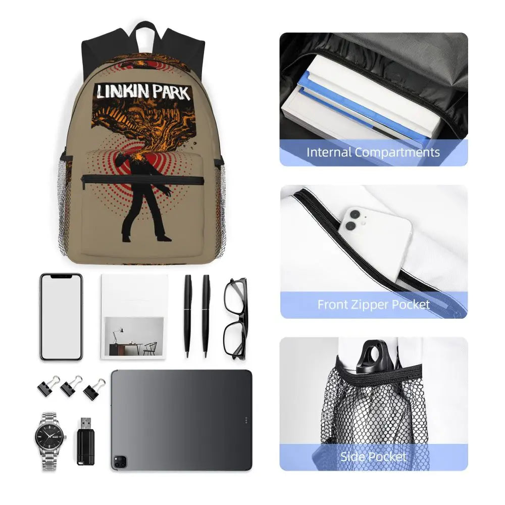 L-Linkin-S P-Park-S Band Mochila para estudiantes Mochila escolar Mochila de viaje para senderismo para niños y niñas Mochila de moda Bolsos de hombro