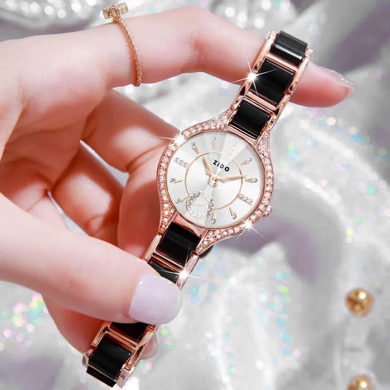Reloj para Mujer, Marca de Lujo Retro, Resistente al Agua, con Incrustaciones de Diamantes, Acero Inoxidable de Alta Calidad, Reloj de Moda Femenino