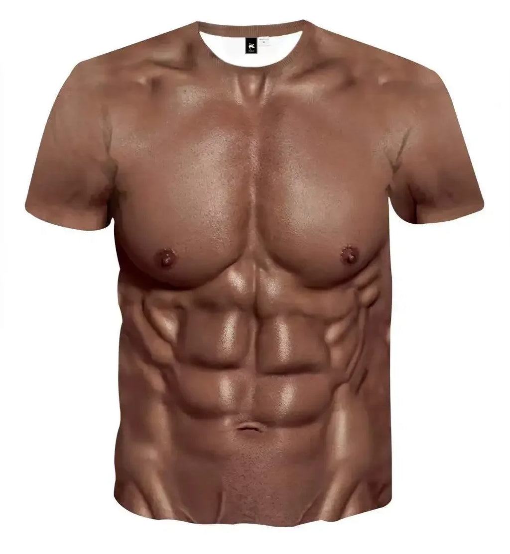 Camiseta con estampado de tatuaje muscular en 3D, camiseta para vacaciones en la playa de verano, camiseta de manga corta con estampado Digital 3d, camisetas informales