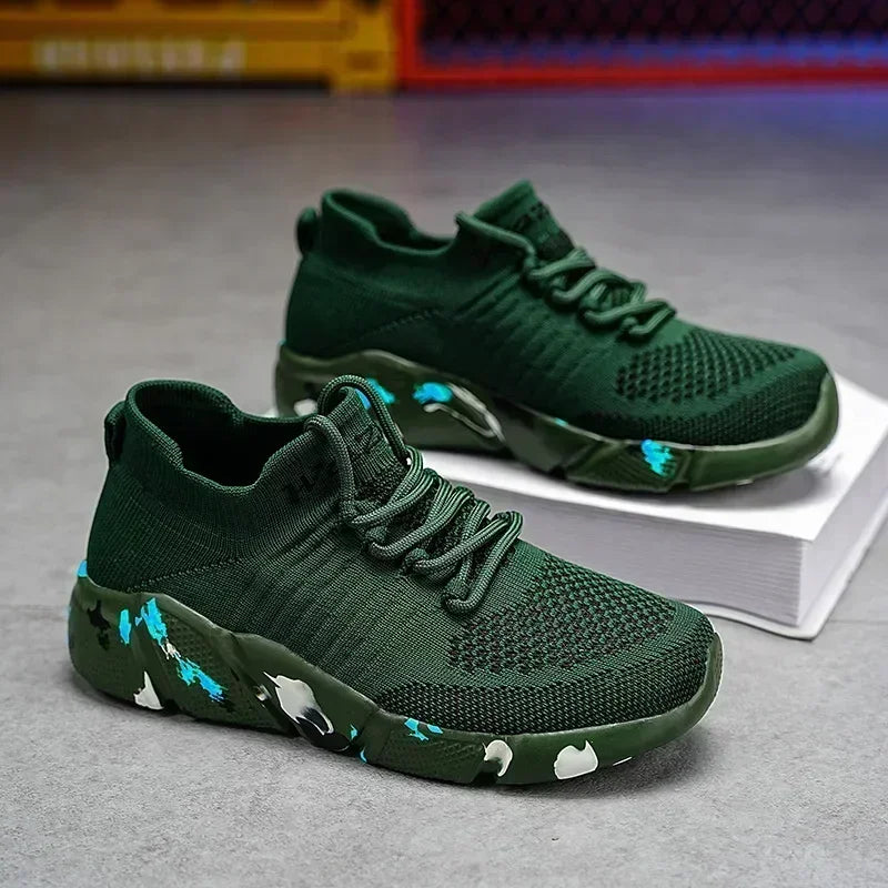 Zapatillas de deporte para hombre, zapatos para mujer, calcetines de tendencia de tenis, zapatos para caminar, mocasines, transpirables, informales, para correr, verano, verde, talla grande 35-47