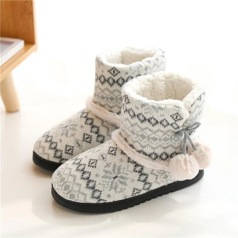 Zapatillas de Invierno para mujer, botines cálidos de felpa para interiores y exteriores, botas bonitas para el hogar