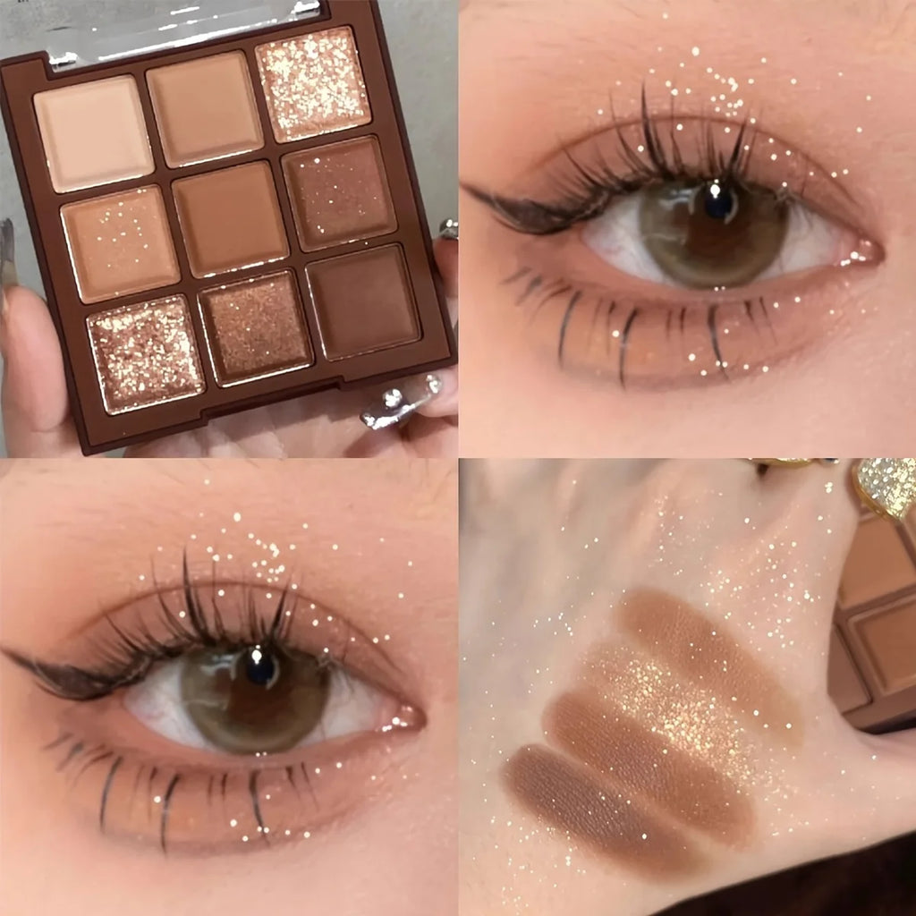 2024 Mocha Chocolate 9 colores paleta de sombra de ojos mate nacarado brillo acabado maquillaje paleta de sombra de ojos de Chocolate